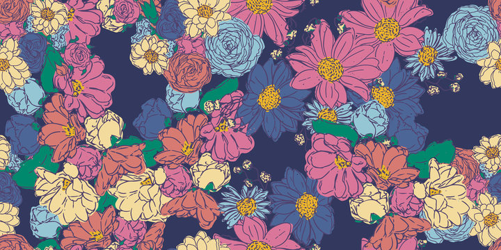 Floral seamless pattern. Vector design for paper, fabric, interior decor and cover