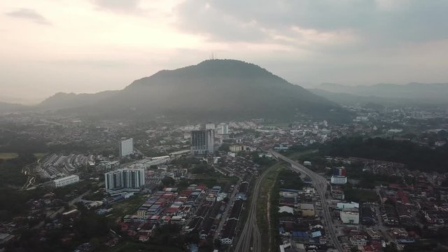 Aerial view Bukit Mertajam town in morning.