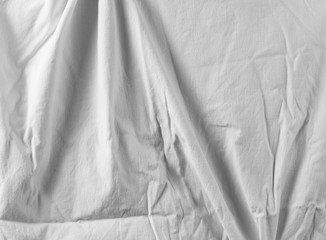 White wrinkly, crumpled canvas texture and background