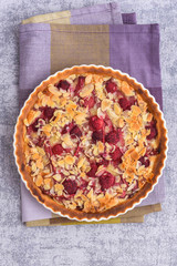 Rhubarb and Raspberry Tart with frangipane