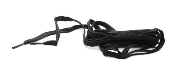 Black shoelaces isolated on white background