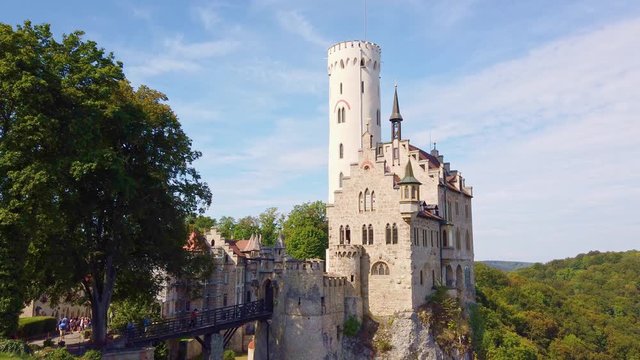 Dolly in shot of the Lichtenstein Castle in Germany. 