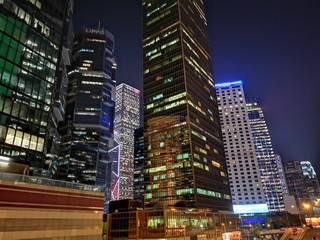 buildings in hong kong at night