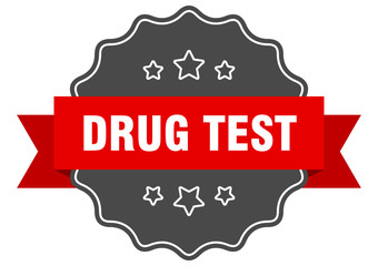 drug test red label. drug test isolated seal. drug test