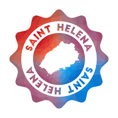 Saint Helena low poly logo. Colorful gradient travel logo of the island in geometric style. Multicolored polygonal Saint Helena rounded sign with map for your infographics.