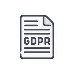 GDPR agreement color line icon. Document with protection agreement vector outline colorful sign.