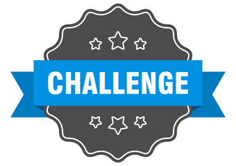 challenge blue label. challenge isolated seal. challenge
