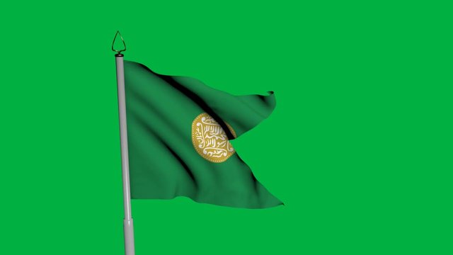 Rohingya Burgee flag waving on green background