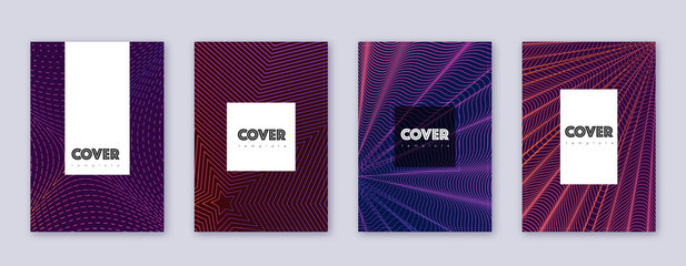 Hipster brochure design template set. Violet abstr