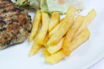 Grilled Beef Steak Isolated. Clipping path