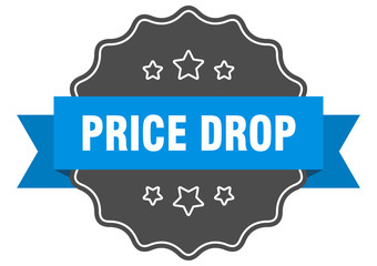 price drop blue label. price drop isolated seal. price drop
