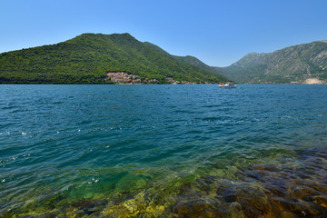 Summertime landscape in Kotor bay in Montenegro