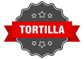 tortilla red label. tortilla isolated seal. tortilla
