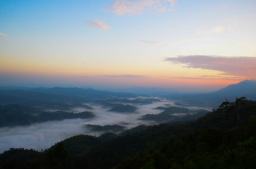 Clouds and fog in the mountains in Chiang Mai Province, Northern Thailand