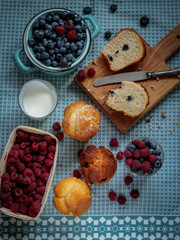 Rustic style muffins with berries