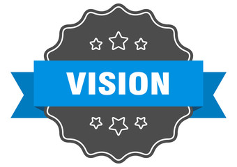 vision blue label. vision isolated seal. vision