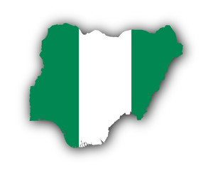 Karte und Fahne von Nigeria