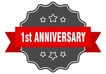 Obraz premium 1st anniversary red label. 1st anniversary isolated seal. 1st anniversary
