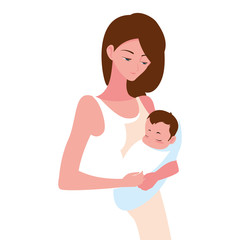 Isolated mother with baby design