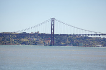 bridge from Lisbon to Almada over river Tagus 