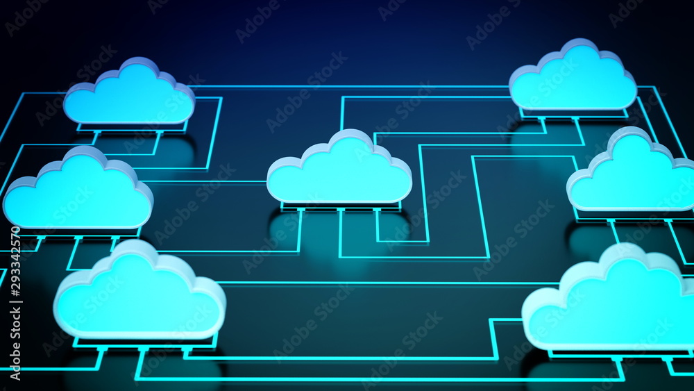 Wall mural cloud computing network concept