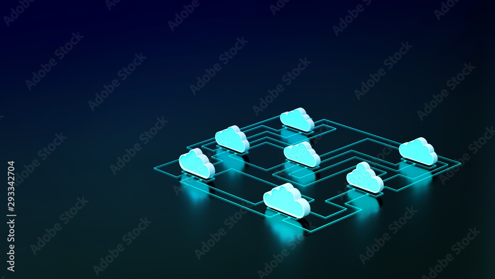 Wall mural cloud computing network concept