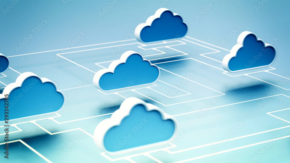 Wall mural cloud computing network concept