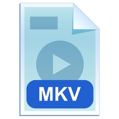 File format or file extension of  video - MKV flat icon for user interface applications and websites isolated on white background