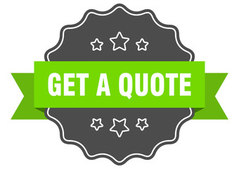 get a quote isolated seal. get a quote green label. get a quote