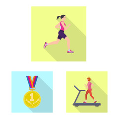 Vector design of sport and winner icon. Set of sport and fitness vector icon for stock.
