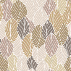 Soft seamless pattern of leaves.