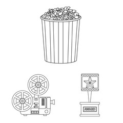 Vector design of cinematography and studio sign. Collection of cinematography and entertainment vector icon for stock.