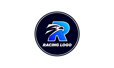 Abstract R Eagle racing team logo icon