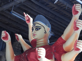 Goddess Durga. Idols are making in Kumortuli, Kolkata by clay and soil. These are captured in OCT...
