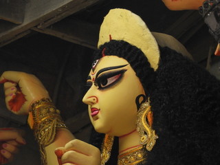 Goddess Durga. Idols are making in Kumortuli, Kolkata by clay and soil. These are captured in OCT...