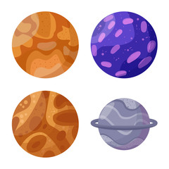 Vector design of planet and system icon. Set of planet and space stock vector illustration.