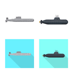 Isolated object of war and ship logo. Collection of war and fleet stock vector illustration.