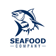 Fresh fish label design on white background, Vector