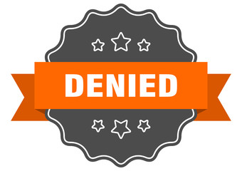 denied isolated seal. denied orange label. denied
