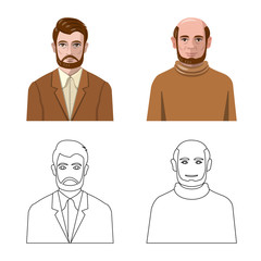 Vector illustration of hairstyle and profession logo. Collection of hairstyle and character vector icon for stock.