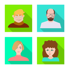 Isolated object of avatar and person icon. Collection of avatar and profession stock vector illustration.