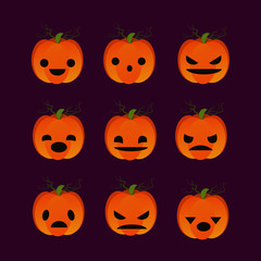 set of halloween pumpkins