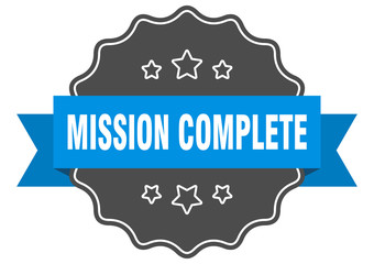 Obraz premium mission complete blue label. mission complete isolated seal. mission complete