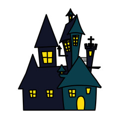 Isolated halloween castle vector design icon