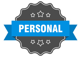 personal blue label. personal isolated seal. personal