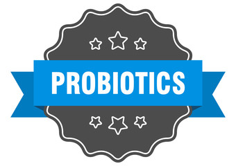 probiotics blue label. probiotics isolated seal. probiotics