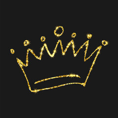 Gold glitter hand drawn crown © dniprodd