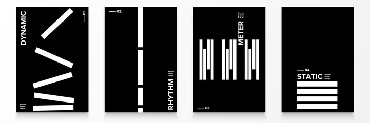 Minimal dark covers set. Rhythm, dynamic, static, meter. Vector Illustration EPS10