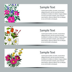 set of business cards, flowers banner design.