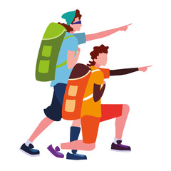 Isolated trekking men vector design